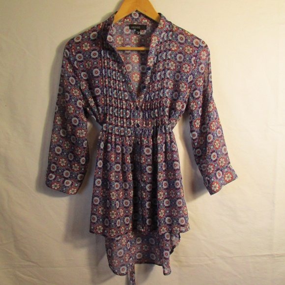 Weavers Vibrant Colorful Floral Sheer Blouse - Picture 3 of 4